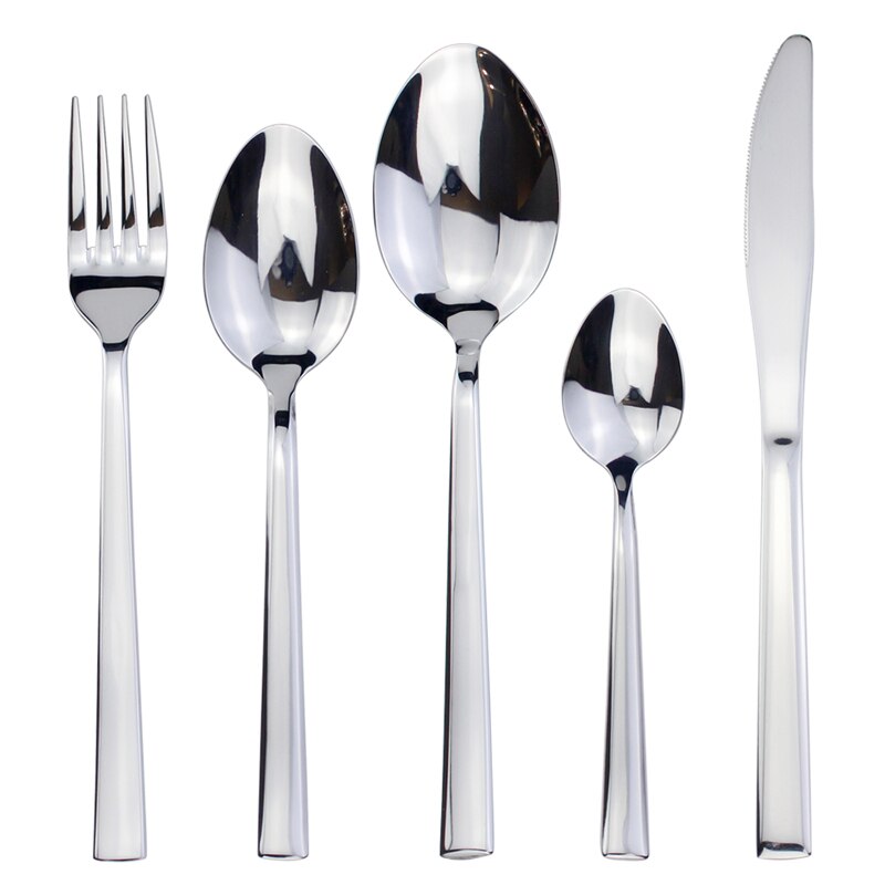 Recommended Classic Dinnerware Cutlery 5 in 1 Set Mirror Stainless Steel Elegant Silverware Kitchen Utensils For Home Restaurant - Amazhona 