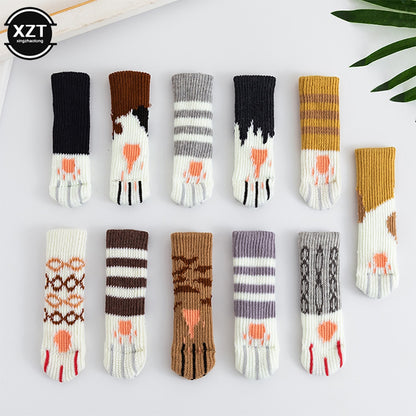 4Pcs Table And Chair Foot Pad Foot Cover Knitted Socks Cat Claw Mute Wear-resistant Non-slip suitable for circumference 6-17cm - Amazhona 