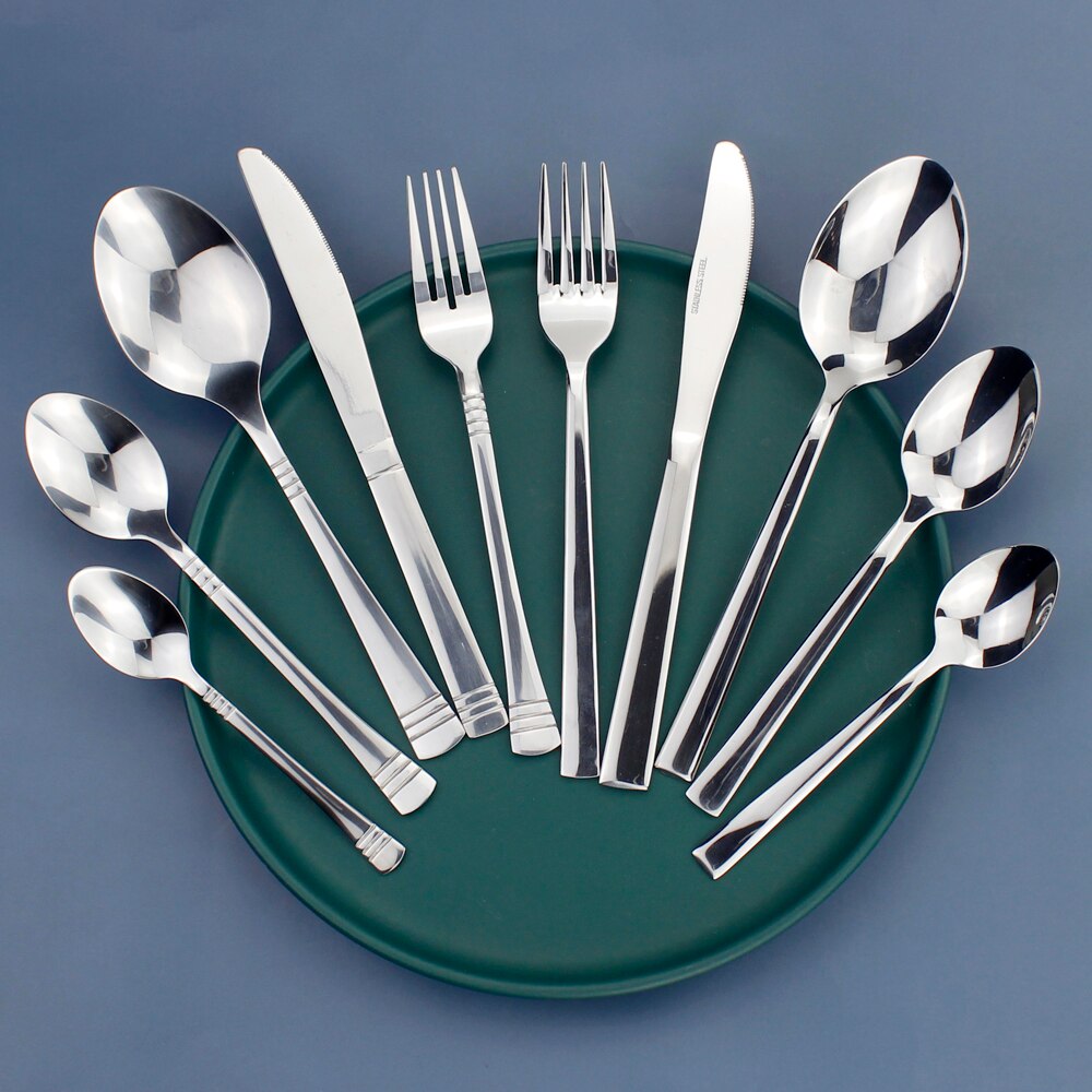 Recommended Classic Dinnerware Cutlery 5 in 1 Set Mirror Stainless Steel Elegant Silverware Kitchen Utensils For Home Restaurant - Amazhona 