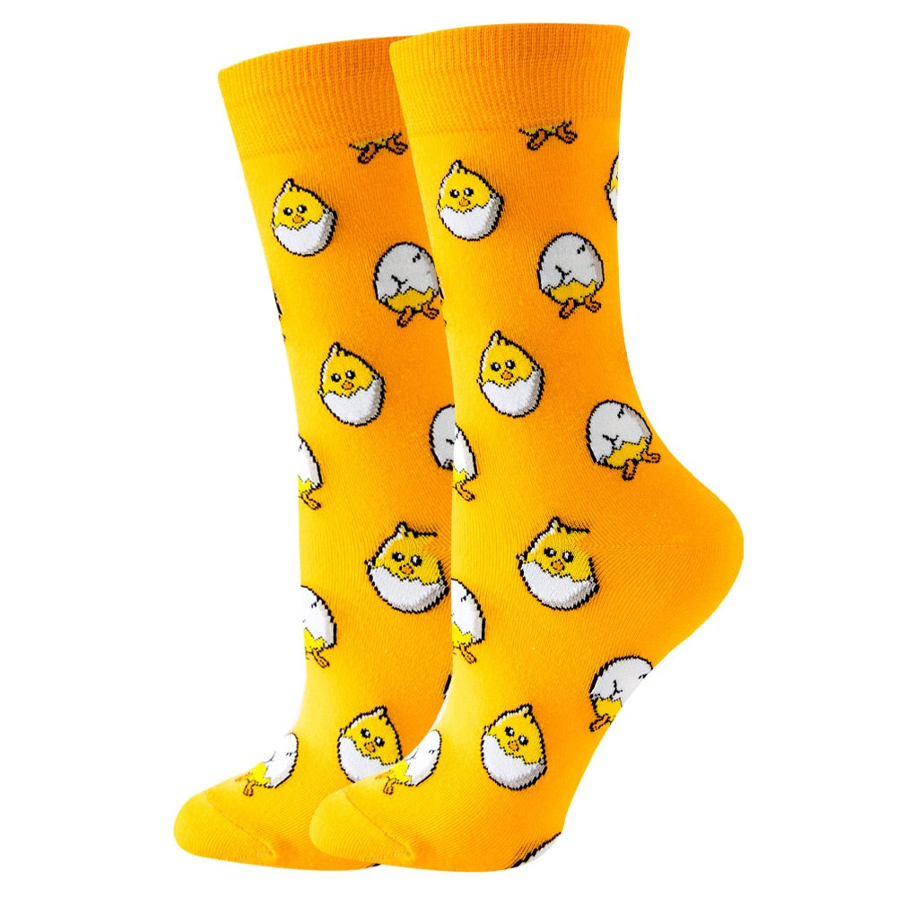 Cute Women Socks Cartoon Animal Food Fruit Socks  Kawaii Funny  Trendy Socks Happy Harajuku Casual Socks Autumn Spring Stocking - Amazhona 