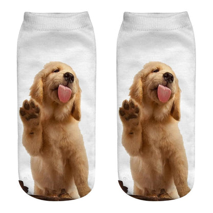 Funny Kawaii 3D Pug Dog Print Short Socks Cotton Fashion Harajuku Hip Hop Cute Japanese Fashion Soft Women Animal Slippers Socks - Amazhona 