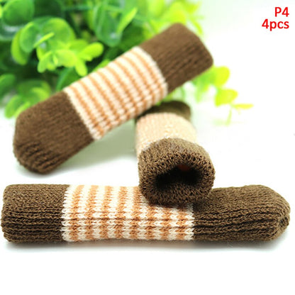 New 4pc Chair Leg Sock Furniture Feet Sleeve Cover Cat Scratching Cloth Floor Protection Knitting Wool Socks Anti-slip Table Leg - Amazhona 