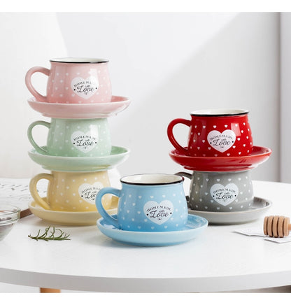 Candy Color Ceramic Mug Cups And Dishes Family Tea Set Coffee Milk Cup Gift Ceramic Gift - Amazhona 