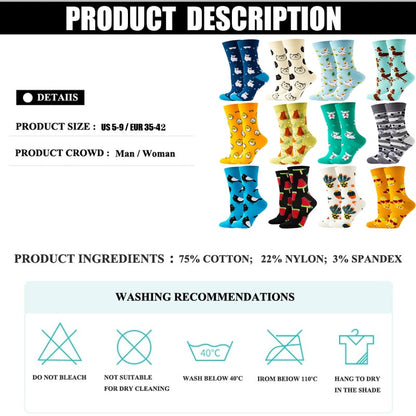 Cute Women Socks Cartoon Animal Food Fruit Socks  Kawaii Funny  Trendy Socks Happy Harajuku Casual Socks Autumn Spring Stocking - Amazhona 