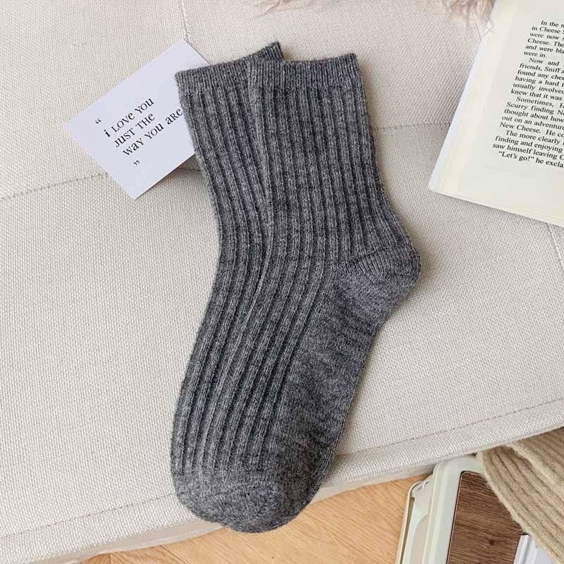 Winter Thicker Cashmere Wool Women Socks Casual Japanese Fashion Soild Color Long Sock Girl Thermal Sports Socks Warm Crew Sock - Amazhona 