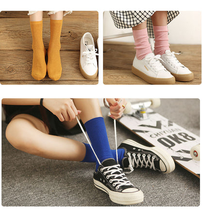 New  Color Harajuku Retro Women Lady Cotton Loose Socks Winter In Tube Korean Purple Blue Yellow Pink Designer Christmas Cute - Amazhona 