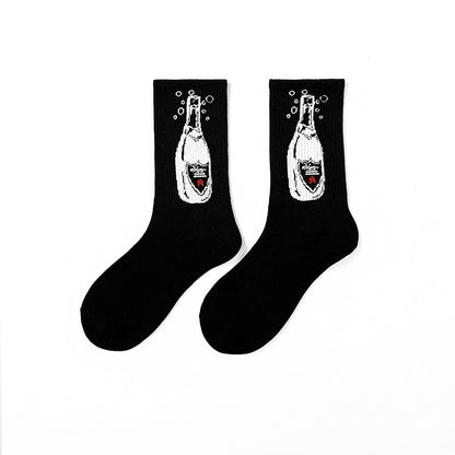 Funny Mens Socks Dot Hip Hop Harajuku Skeleton Socks Cartoon Football Animal Beer Food Happy Cotton New Fashion Socks - Amazhona 