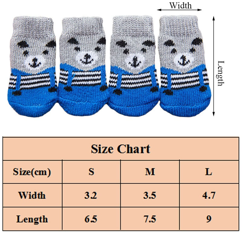 4pcs/set Pet Dog Winter Anti-Slip Socks Knit Warm Socks for Cat Dogs Chihuahua Thick Paw Protector Dog Socks Booties Accessories - Amazhona 