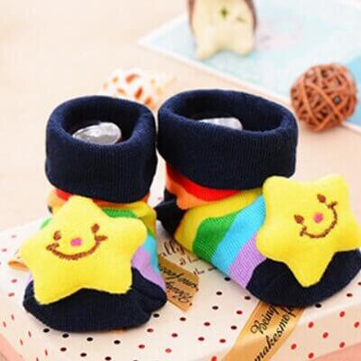 1 Pair 0-16 Month Socks with Printed for Newborns Baby Children's Clothes Stuff Boys Girls Slippers Infant Shoes Kids Socks - Amazhona 