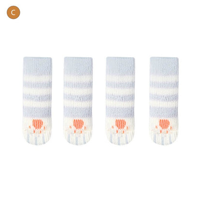 New 4pc Chair Leg Sock Furniture Feet Sleeve Cover Cat Scratching Cloth Floor Protection Knitting Wool Socks Anti-slip Table Leg - Amazhona 