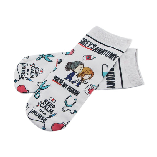 Doctor Nurse Print Grey's Anatomy Cotton Socks Casual Creative Breathable Soft Funny Novelty Low Tube Socks gift for fans - Amazhona 