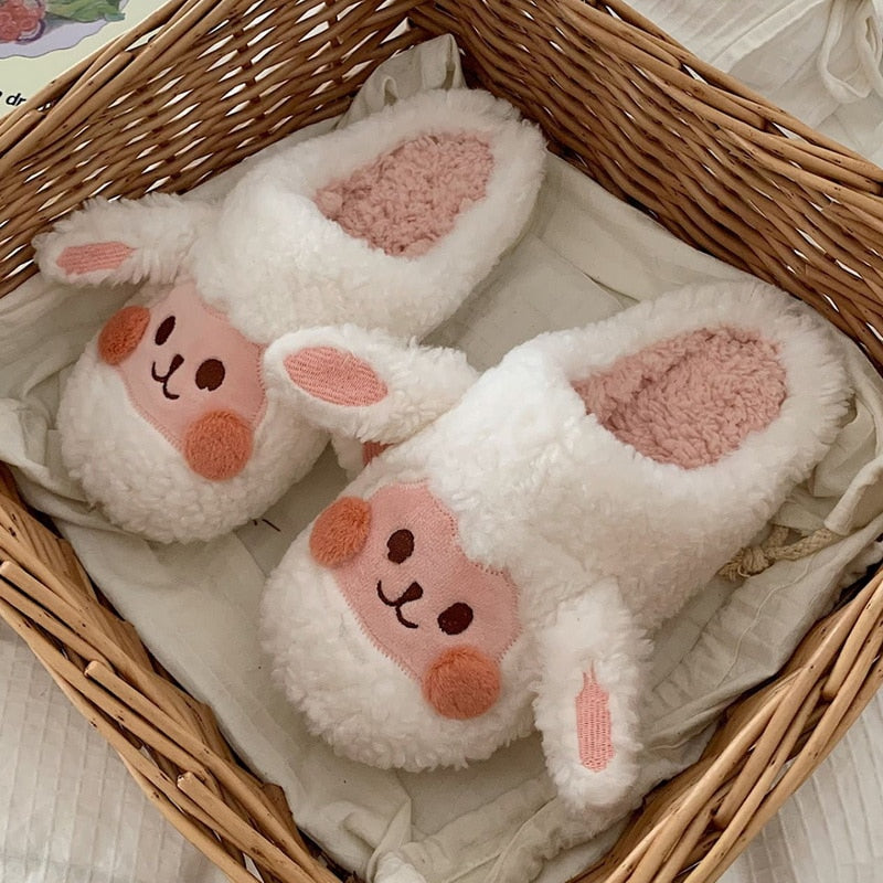 Upgrate Cute Animal Slipper For Women Girls Kawaii Fluffy Winter Warm Slippers Woman Cartoon Milk Cow House Slippers Funny Shoes - Amazhona 