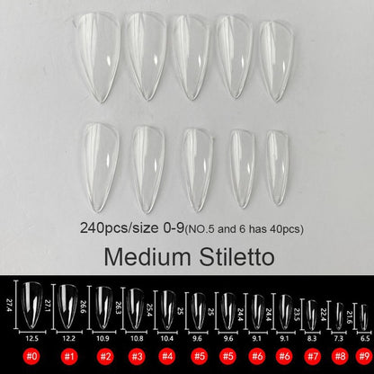 Gel Nails Extension System Full Cover Sculpted Clear Stiletto Coffin False Nail Tips 240pcs/bag - Amazhona 