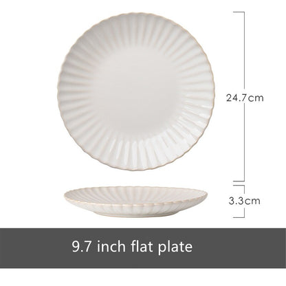 Nordic Ceramic Tableware Set Food Dinner Plates Salad Soup Bowl Dishes Japanese Dishes Sets Flat Plate Dinnerware - Amazhona 