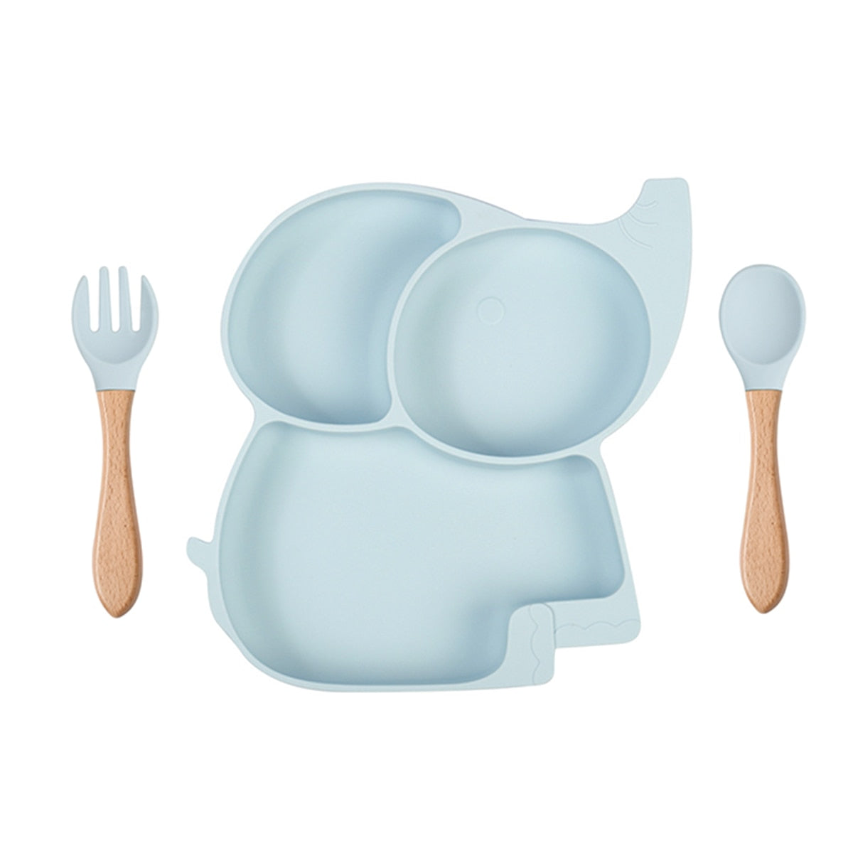 3/6/8 PCS Baby Soft Silicone Sucker Plate Elephant Printed Bibs Non-slip Tableware Bowl Children's Feeding Dishes Sets BPA Free - Amazhona 