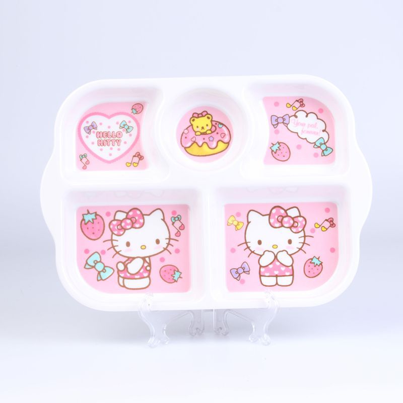 Kawaii Sanrio Hello Kitty Kids Tableware Set Cartoon Children Cutlery Kitchen Bowl Plate Dish Fork Spoon Water Glass Cutlery Set - Amazhona 