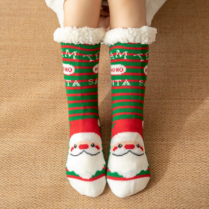 Christmas Fuzzy Socks Womens Winter Thermal Warm Floor Sock Soft Female Home Indoor Gifts Non Slip Grip Slipper Sock Fluffy - Amazhona 