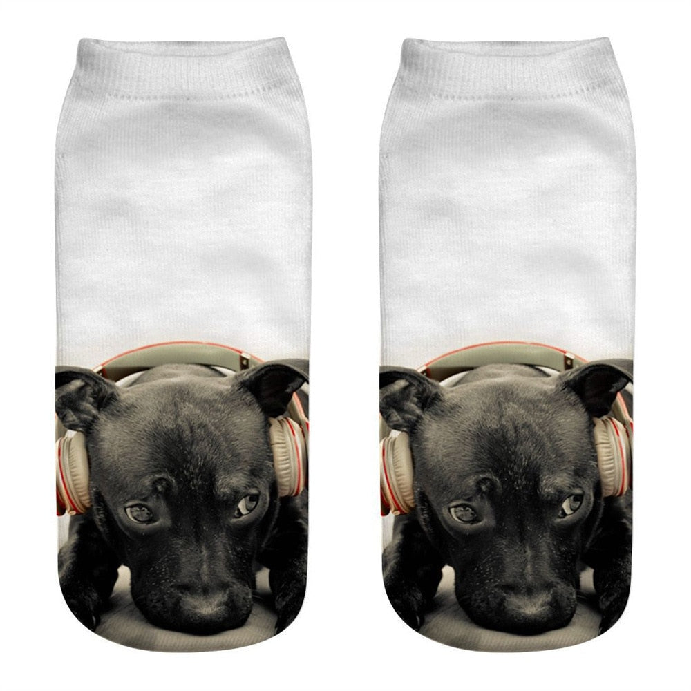 Funny Kawaii 3D Pug Dog Print Short Socks Cotton Fashion Harajuku Hip Hop Cute Japanese Fashion Soft Women Animal Slippers Socks - Amazhona 