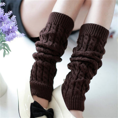 NEW Fashion Gaiters Boot Cuffs Woman Thigh High Warm Knit Knitted Knee Socks Black Leg Warmers for Women Christmas Gifts - Amazhona 