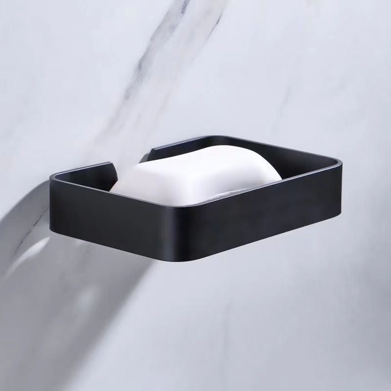 NEW Soap Dish Storage Holder Black Aluminum Bathroom Soap Holder Shower Wall Mounted Decorative Soap Dishes Box Basket Square - Amazhona 