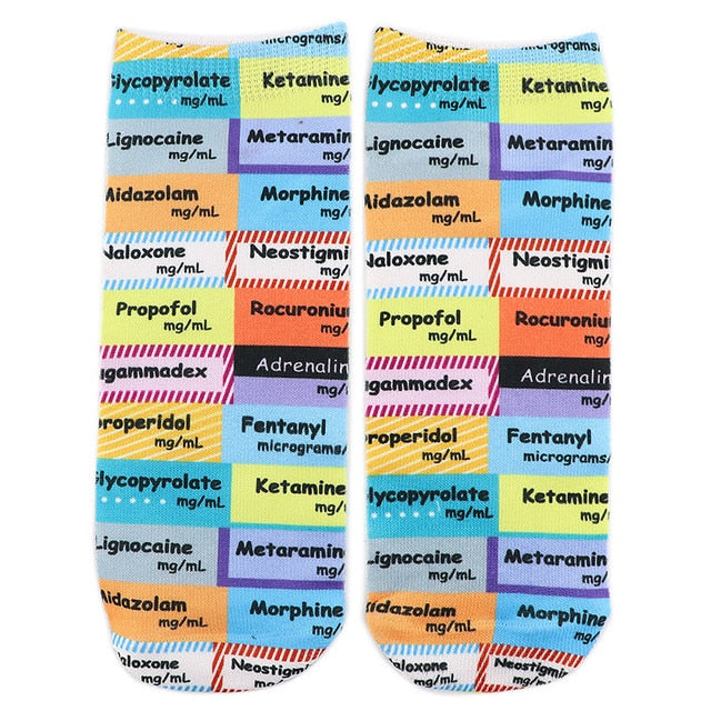 Doctor Nurse Print Grey's Anatomy Cotton Socks Casual Creative Breathable Soft Funny Novelty Low Tube Socks gift for fans - Amazhona 