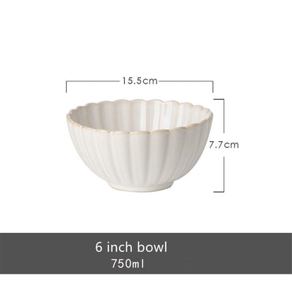 Nordic Ceramic Tableware Set Food Dinner Plates Salad Soup Bowl Dishes Japanese Dishes Sets Flat Plate Dinnerware - Amazhona 