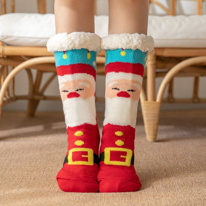 Christmas Fuzzy Socks Womens Winter Thermal Warm Floor Sock Soft Female Home Indoor Gifts Non Slip Grip Slipper Sock Fluffy - Amazhona 