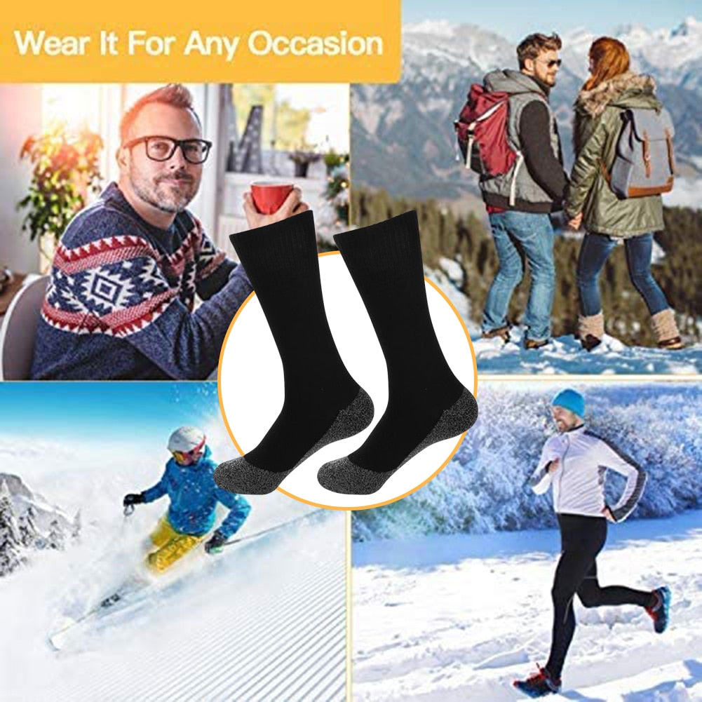 Breathable Warm Sock for Unisex Thermostatic Knee-heigh Socks Compression Sports Stockings for Winter Running Hiking - Amazhona 