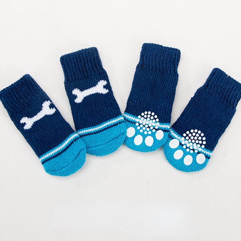 4pcs/set Pet Dog Winter Anti-Slip Socks Knit Warm Socks for Cat Dogs Chihuahua Thick Paw Protector Dog Socks Booties Accessories - Amazhona 