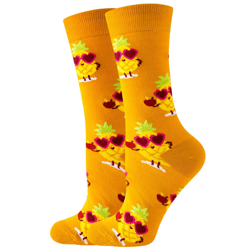 Cute Women Socks Cartoon Animal Food Fruit Socks  Kawaii Funny  Trendy Socks Happy Harajuku Casual Socks Autumn Spring Stocking - Amazhona 