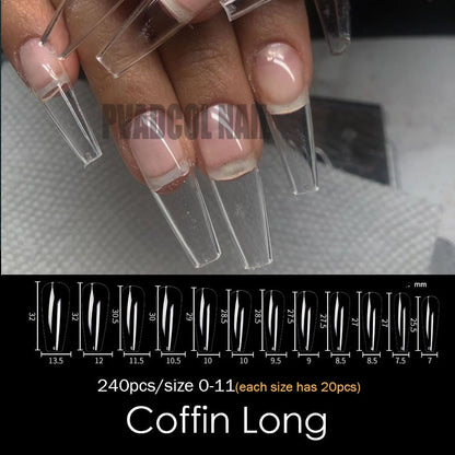 Gel Nails Extension System Full Cover Sculpted Clear Stiletto Coffin False Nail Tips 240pcs/bag - Amazhona 