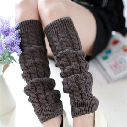 NEW Fashion Gaiters Boot Cuffs Woman Thigh High Warm Knit Knitted Knee Socks Black Leg Warmers for Women Christmas Gifts - Amazhona 