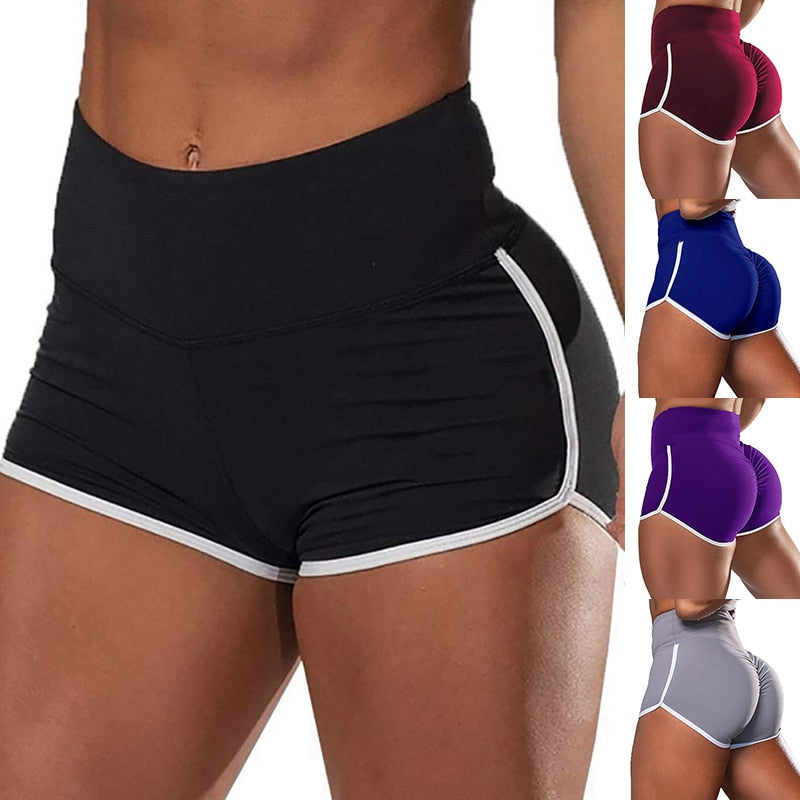 Fashion Sport Shorts Summer High Waist Hot Pants Solid Running Fitness Pant Breathable Hip Lift Shorts Durable Scrunch Booty - Amazhona 