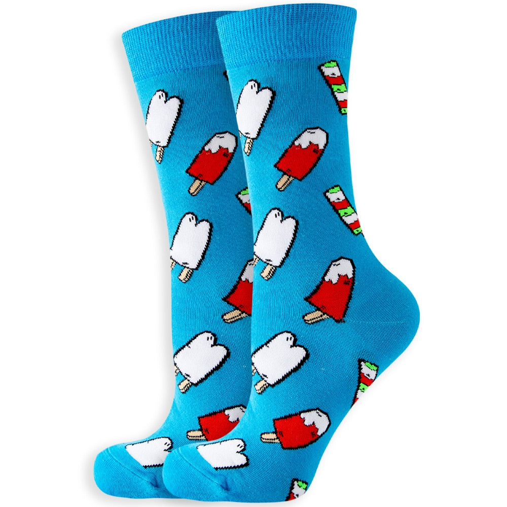 Cute Women Socks Cartoon Animal Food Fruit Socks  Kawaii Funny  Trendy Socks Happy Harajuku Casual Socks Autumn Spring Stocking - Amazhona 