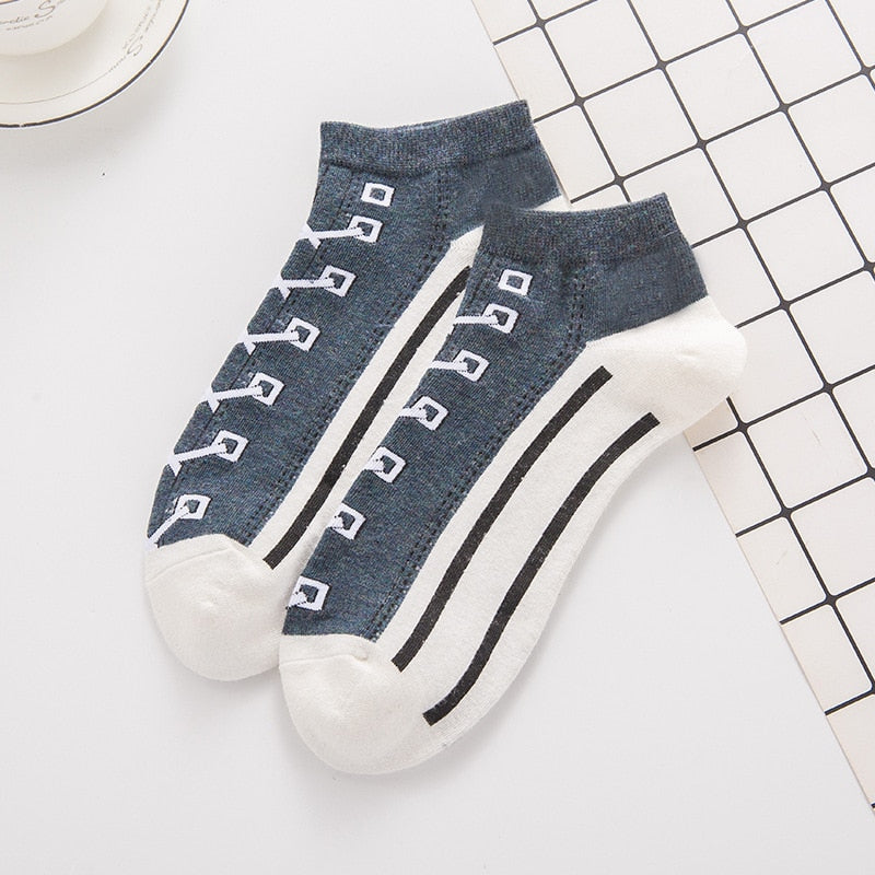 New Men Casual Socks Spring Summer Autumn Fashion Creative Denim Shoes Pattern Sock Japanese Korean Style Happy Women Sox - Amazhona 