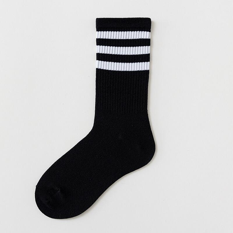 Hot Sale 2022 Fashion Korea Harajuku Socks Street Hip Hop Skateboard Striped Mid Tube Socks Solid Color Breathable Cotton Socks - Amazhona 