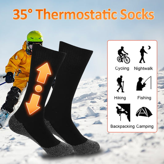 Breathable Warm Sock for Unisex Thermostatic Knee-heigh Socks Compression Sports Stockings for Winter Running Hiking - Amazhona 