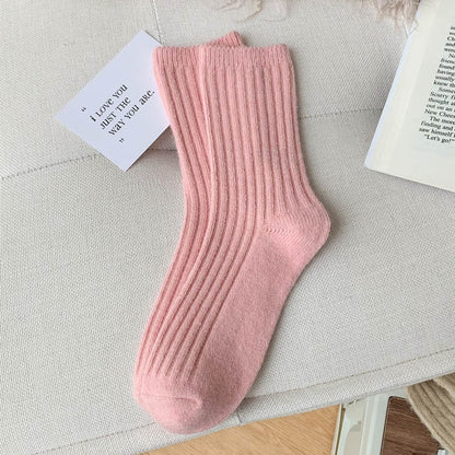 Winter Thicker Cashmere Wool Women Socks Casual Japanese Fashion Soild Color Long Sock Girl Thermal Sports Socks Warm Crew Sock - Amazhona 