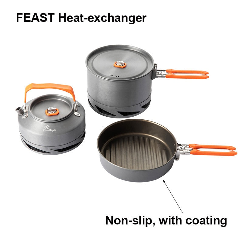 Fire Maple Camping Cookware Utensils Dishes Camp Cooking Set Hiking Heat Exchanger Pot Kettle FMC-FC2 Outdoor Tourism Tableware - Amazhona 