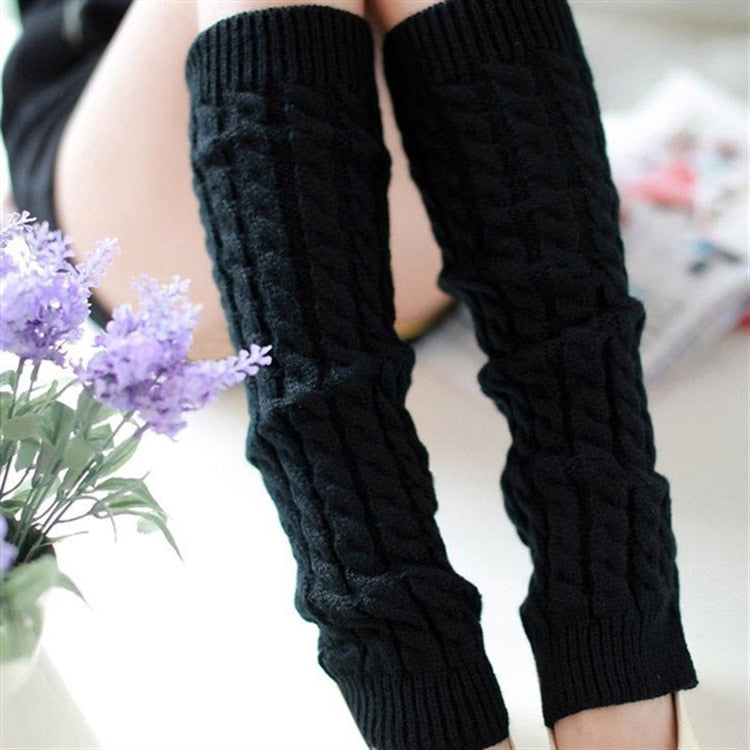 Lolita Long Socks Women Leg Warmers Knitted Warm Foot Cover White Arm Warmer Ladies Autumn Winter Crochet Socks Boot Cuffs - Amazhona 