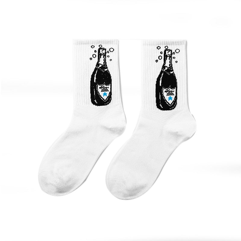 Funny Mens Socks Dot Hip Hop Harajuku Skeleton Socks Cartoon Football Animal Beer Food Happy Cotton New Fashion Socks - Amazhona 