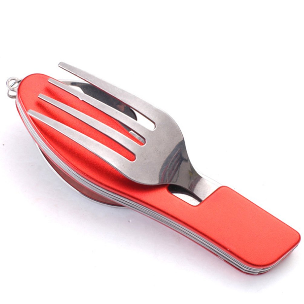 Multifunction Folding Cutlery Set Stainless Steel Detachable Knife Fork Spoon Outdoor Sports Camping Picnic Travel Tableware Kit - Amazhona 