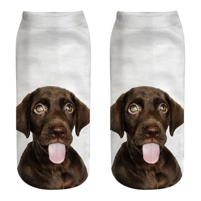 Funny Kawaii 3D Pug Dog Print Short Socks Cotton Fashion Harajuku Hip Hop Cute Japanese Fashion Soft Women Animal Slippers Socks - Amazhona 