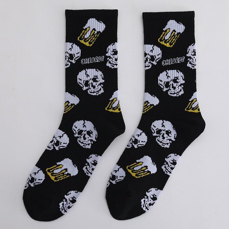 Funny Mens Socks Dot Hip Hop Harajuku Skeleton Socks Cartoon Football Animal Beer Food Happy Cotton New Fashion Socks - Amazhona 