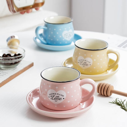 Candy Color Ceramic Mug Cups And Dishes Family Tea Set Coffee Milk Cup Gift Ceramic Gift - Amazhona 