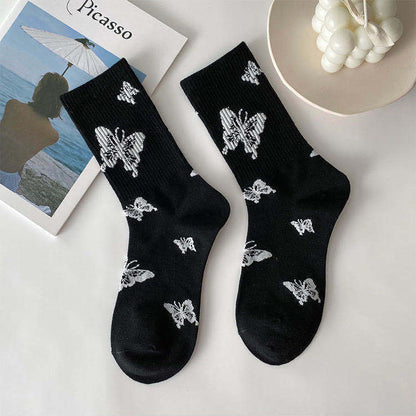 Retro Cute Japanese Spring Summer Socks for Women Female Is Tied Sportsnet Red Bow Simple Fashionable Socks - Amazhona 