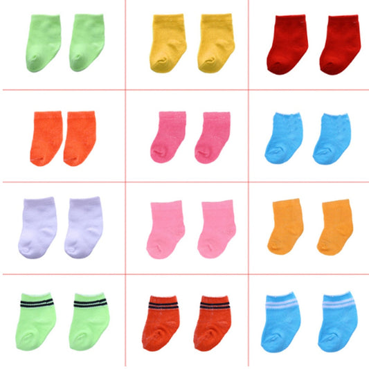 Solid Color Knitted Socks For 18-inch American Doll Footwear & 43cm Doll,Doll Accessories For New Born Baby Unsex Doll Socks - Amazhona 