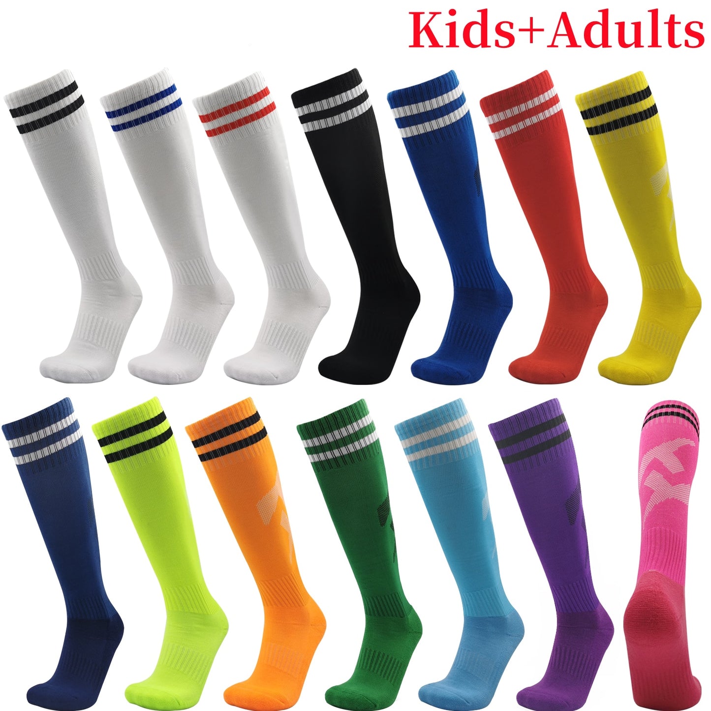 Football Socks High Quality Long Tube Knee Cotton Kids Legging Stockings Soccer Baseball Running Sport Adults Children Socks - Amazhona 