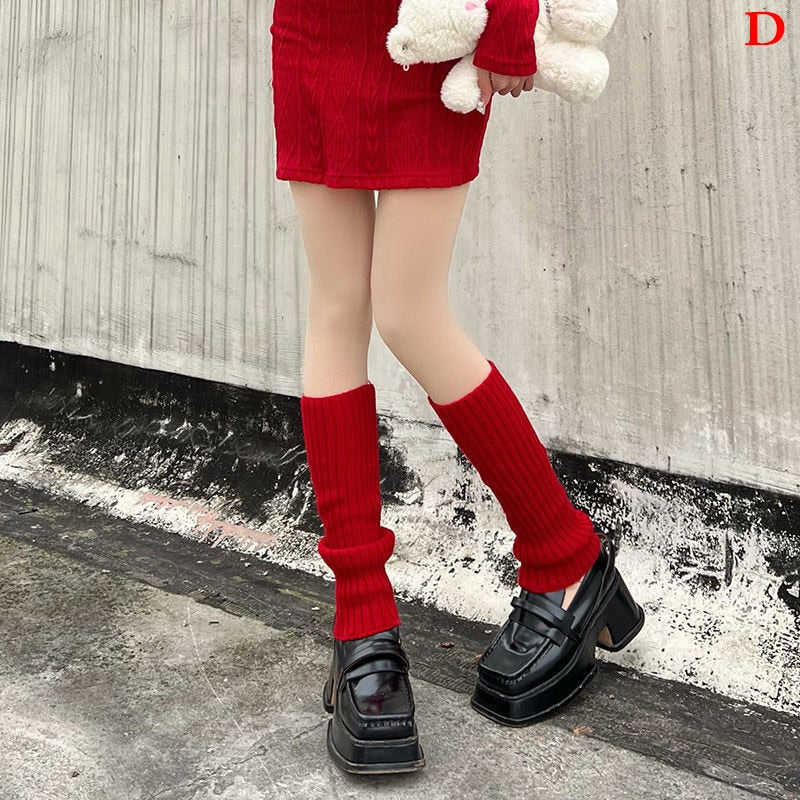 NEW Fashion Gaiters Boot Cuffs Woman Thigh High Warm Knit Knitted Knee Socks Black Leg Warmers for Women Christmas Gifts - Amazhona 