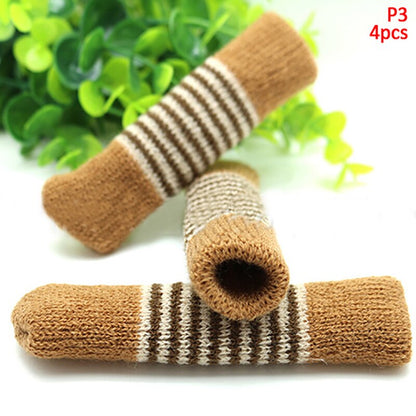 New 4pc Chair Leg Sock Furniture Feet Sleeve Cover Cat Scratching Cloth Floor Protection Knitting Wool Socks Anti-slip Table Leg - Amazhona 